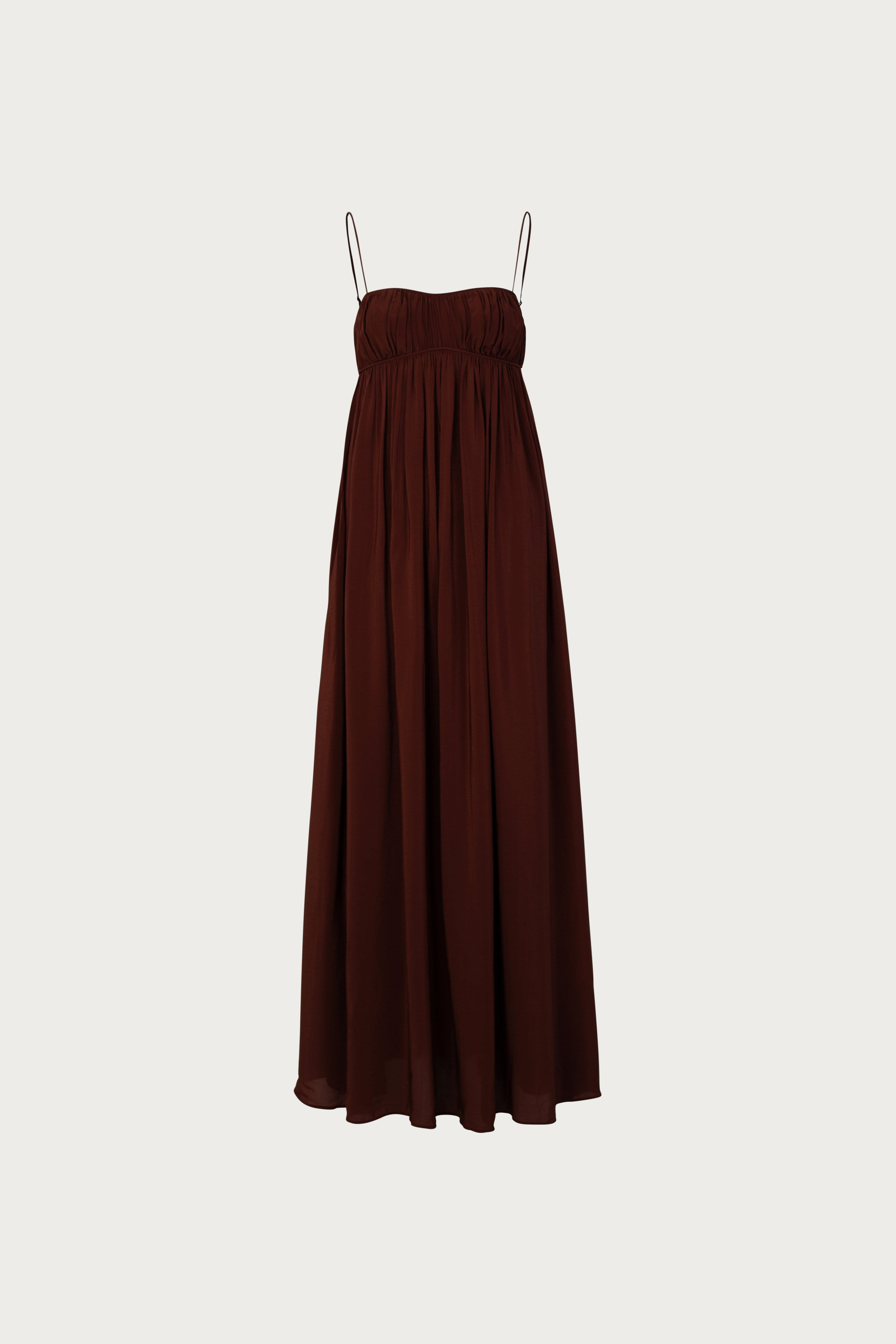 SAME Ruched Chiffon Dress | Chocolate Brown