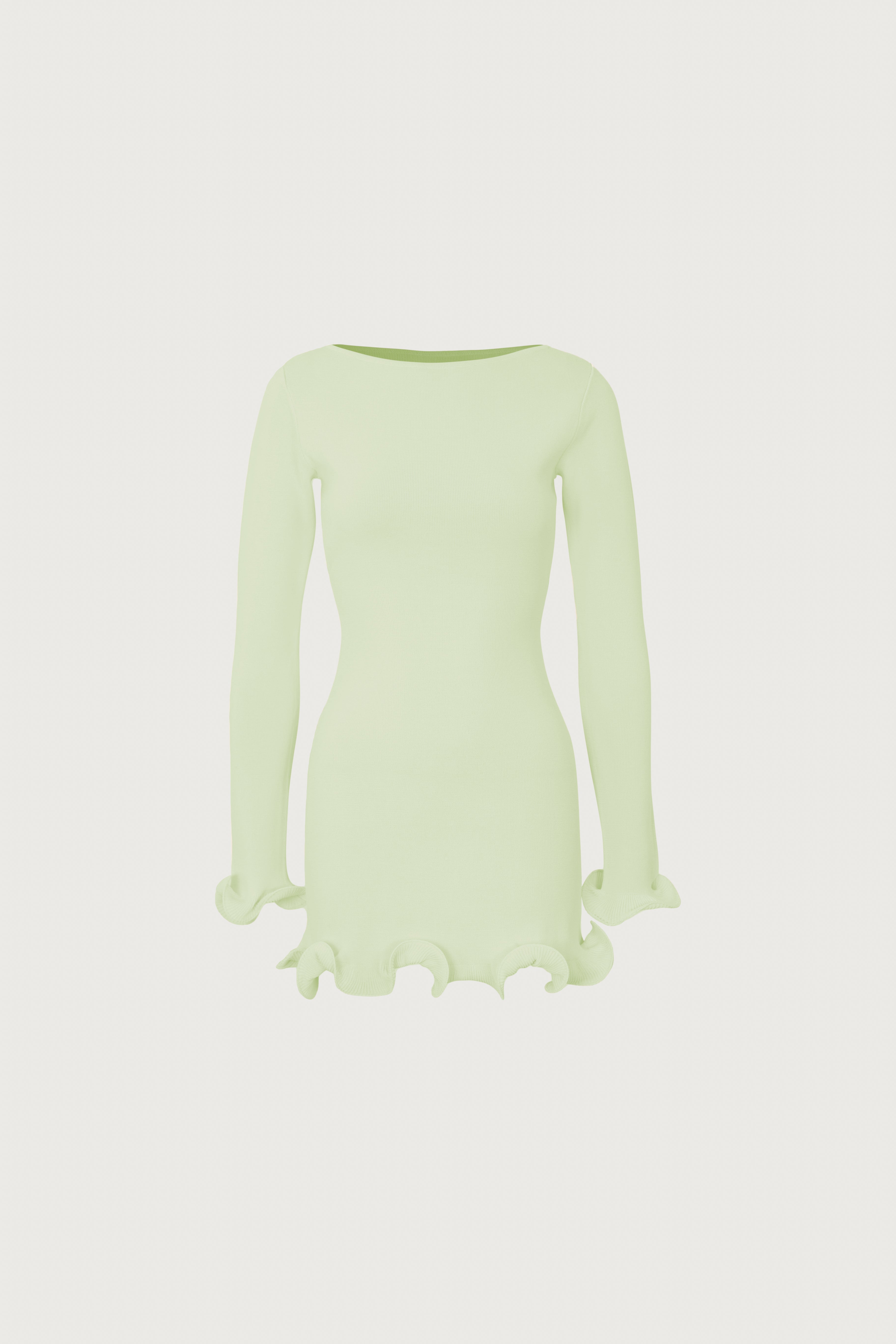 SAME Ruffle Hem Mini Dress Mint Green Women's Knit Dress