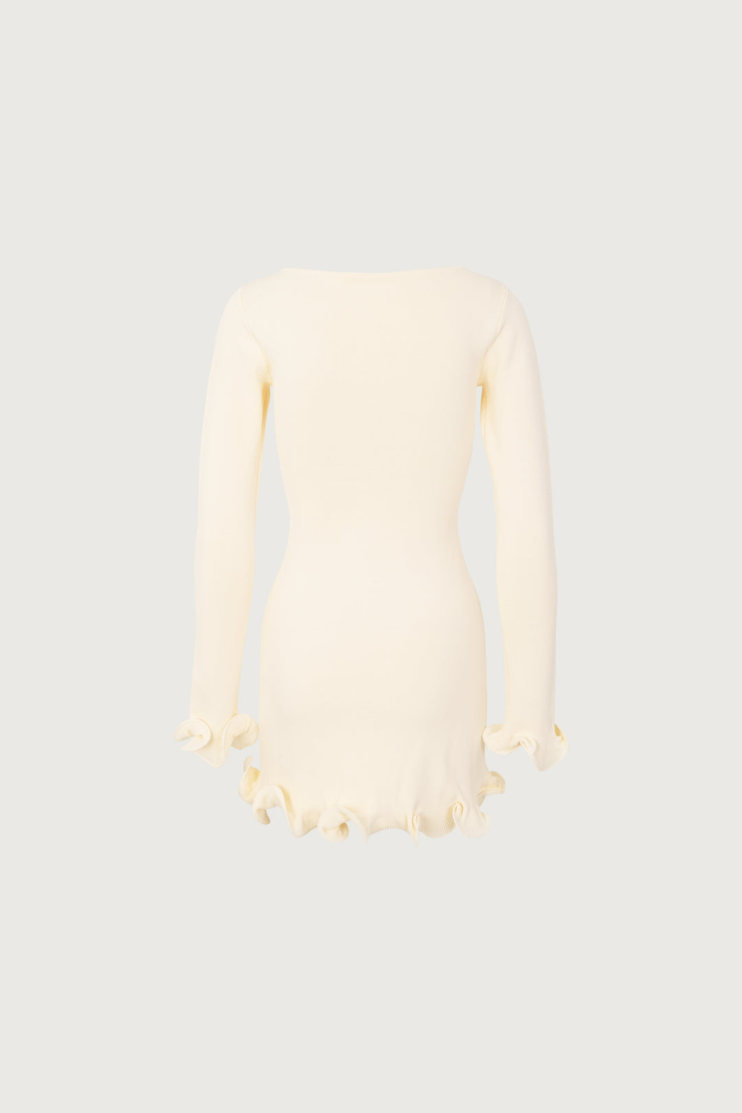 Ruffle Hem Mini Dress (Cream)