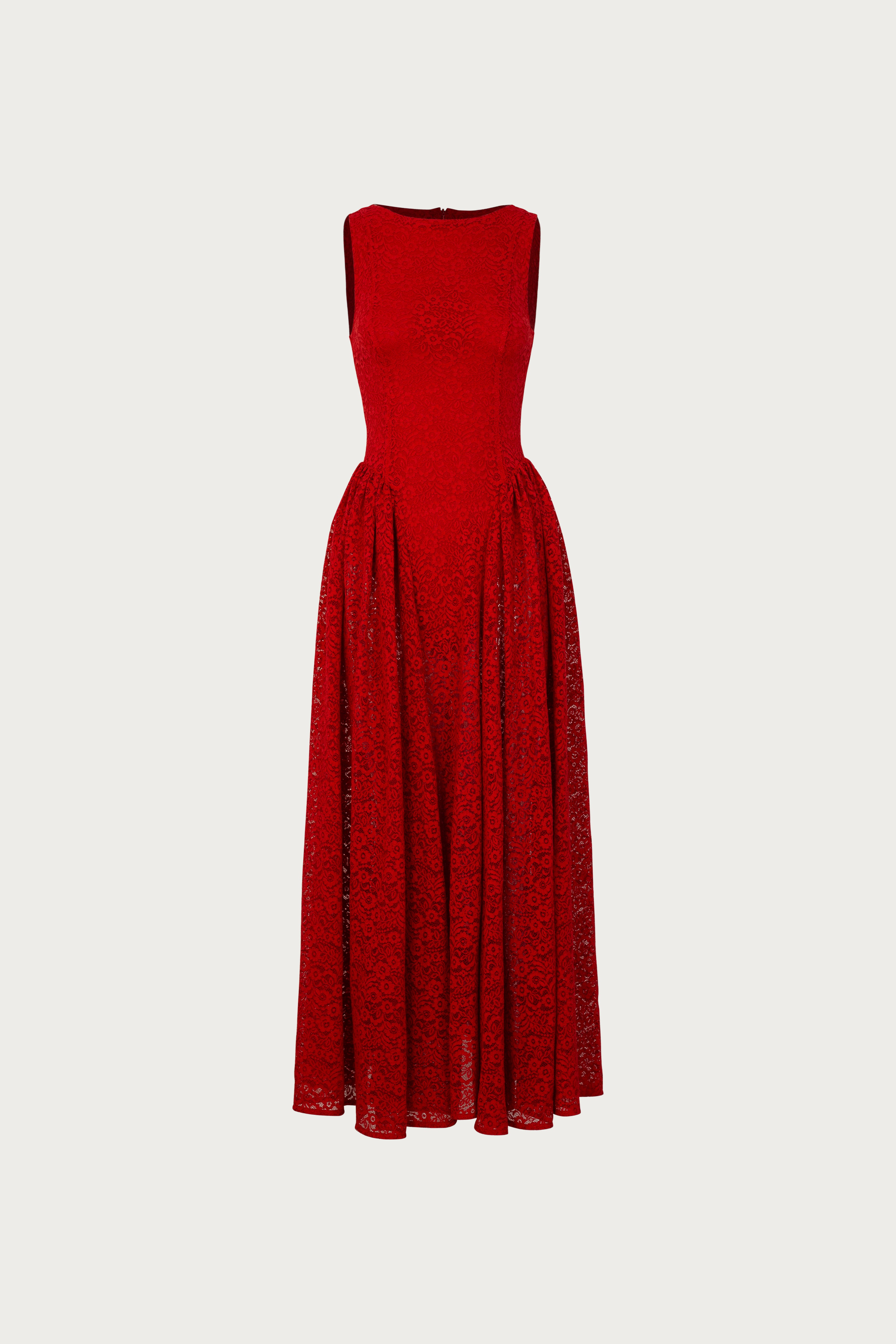 red dress same day delivery Delancy One Shoulder Maxi Dress