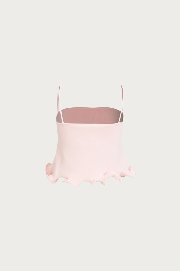 Ruffle Hem Crop Top (Pale Pink)