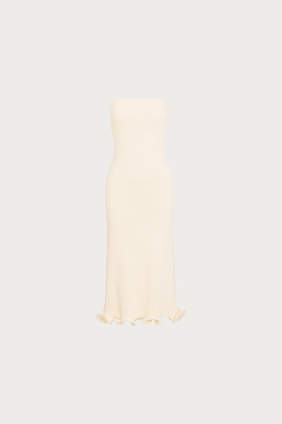 Ruffle Hem Strapless Dress (Cream)