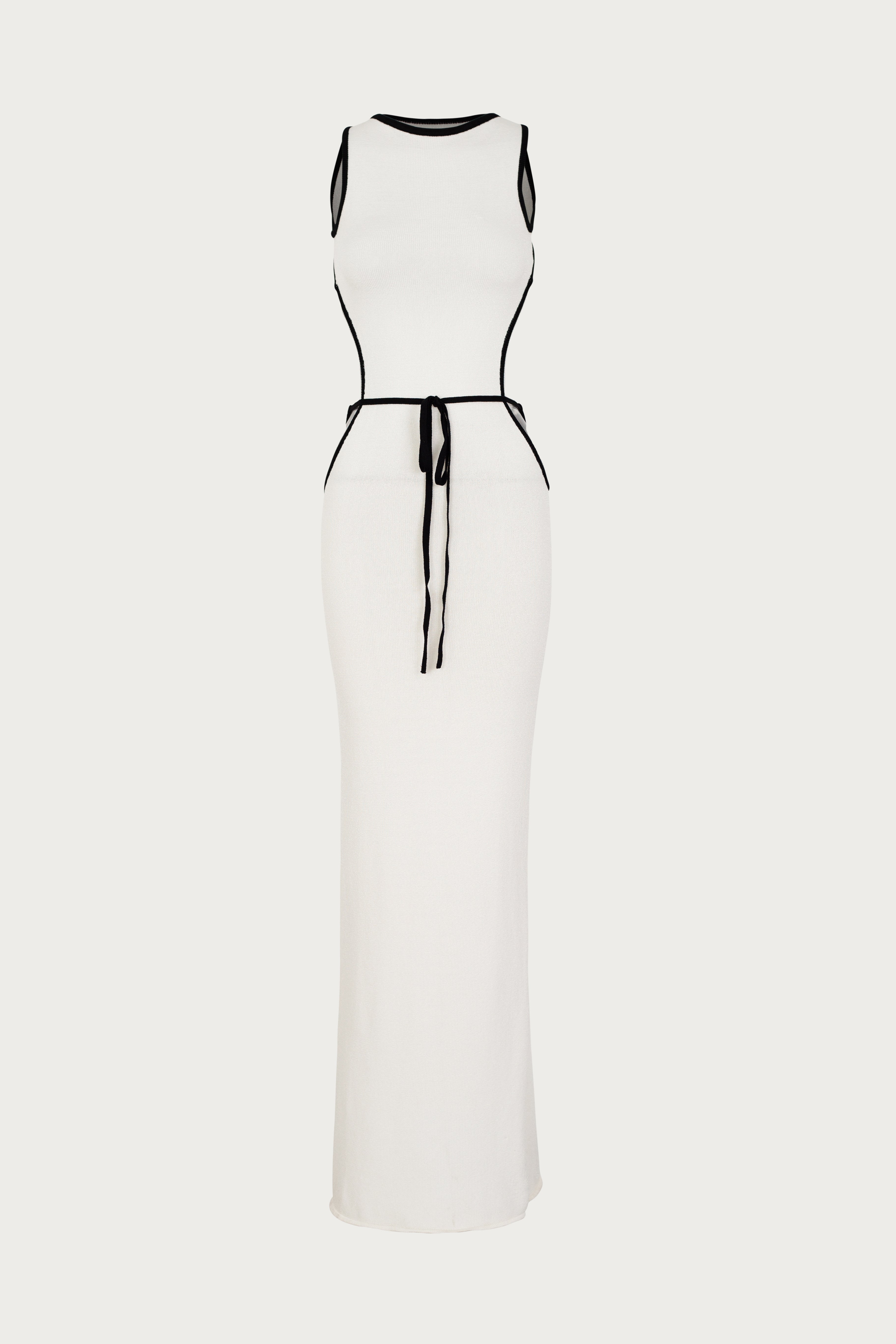 SAME Tie Maxi Dress | Cream/Black