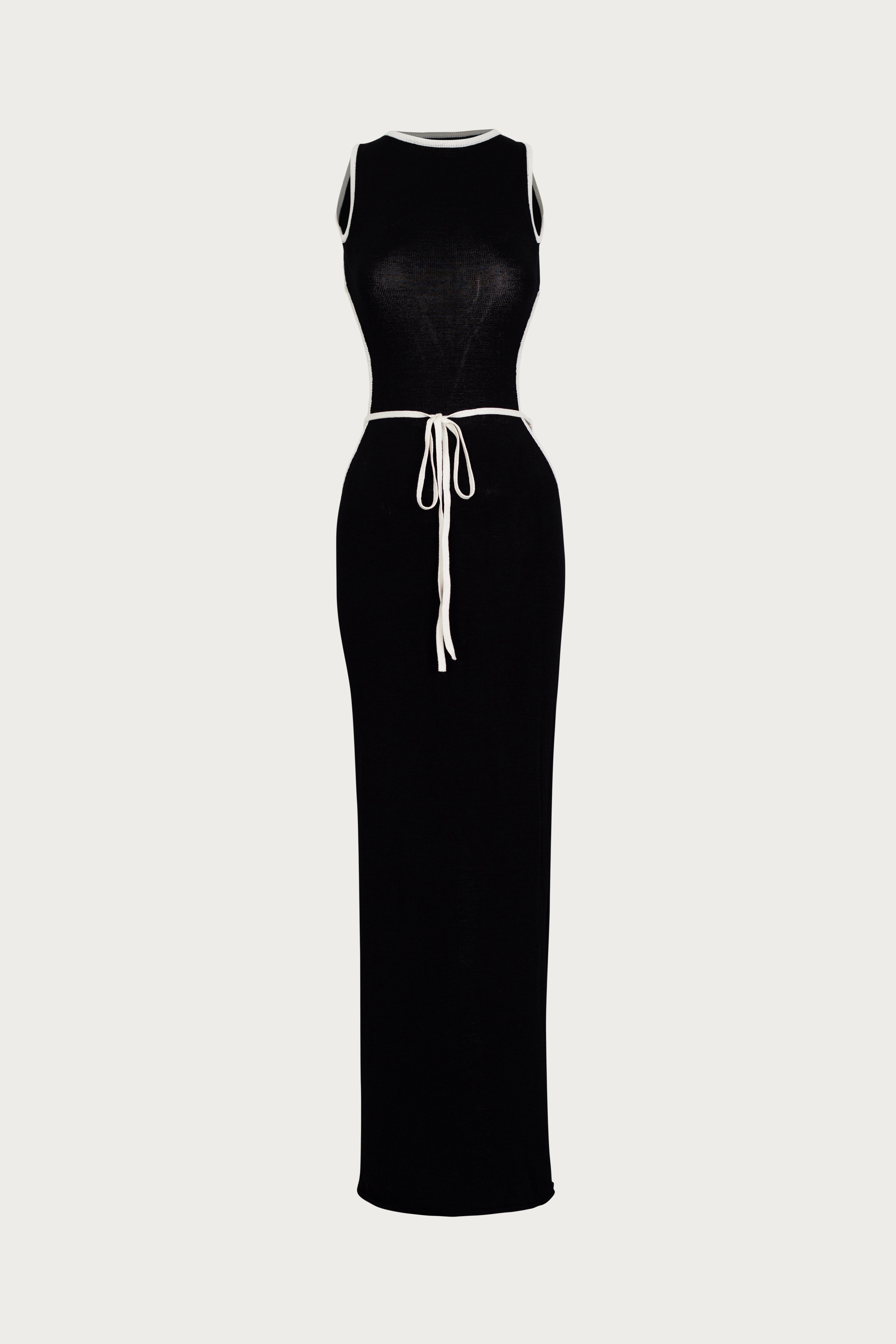Same Tie Maxi Dress | Black/Cream | Women's Knit Dress L / Black/Cream Same Tie Maxi Dress | Black/Cream | Women's Knit Dress L / Black/Cream