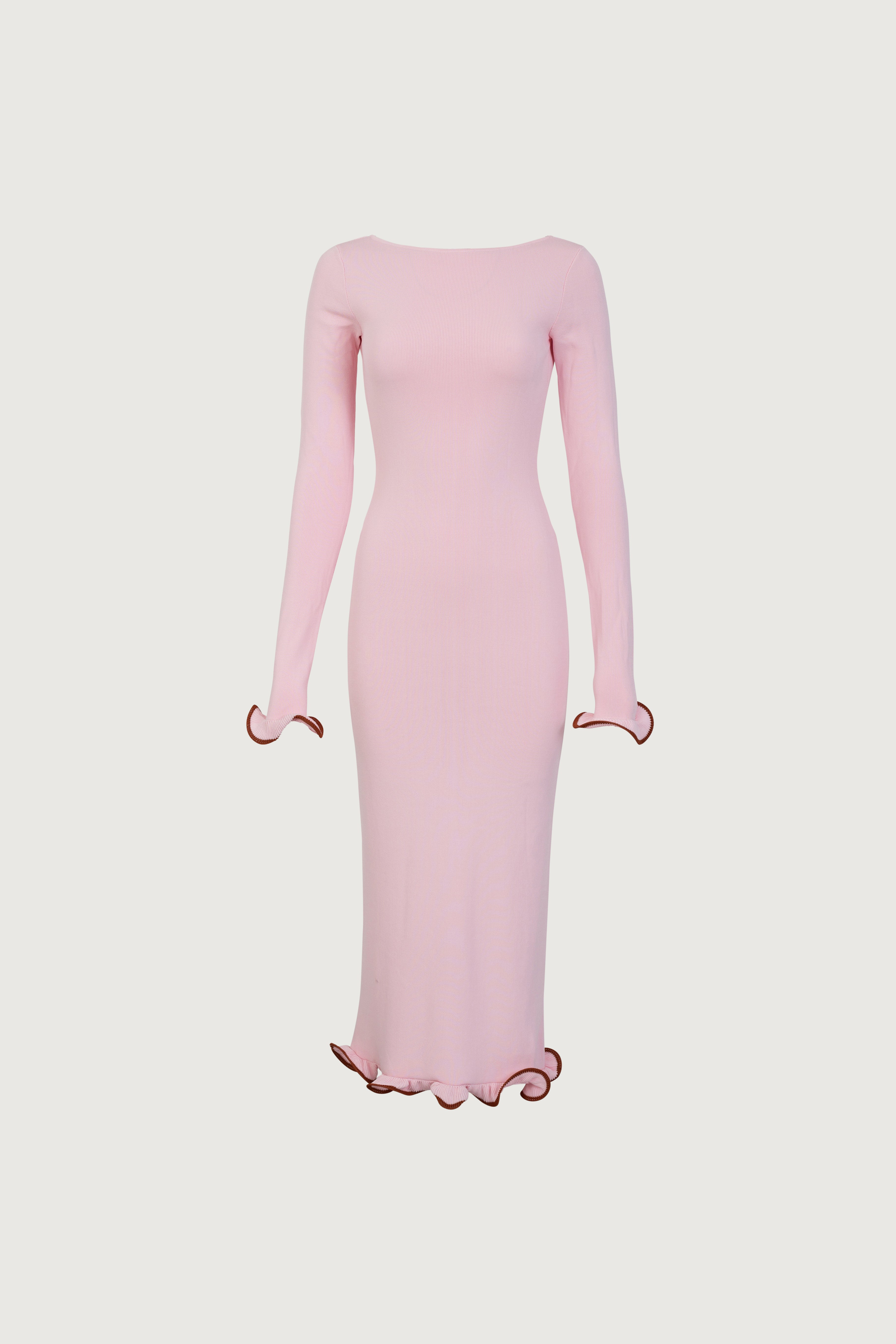 midi pink dress with sleeves Berylove Women Pink Mother of the Bride Dress with Bell Sleeves Chiffon Sheath V Neck Midi Wedding Guest Dress
