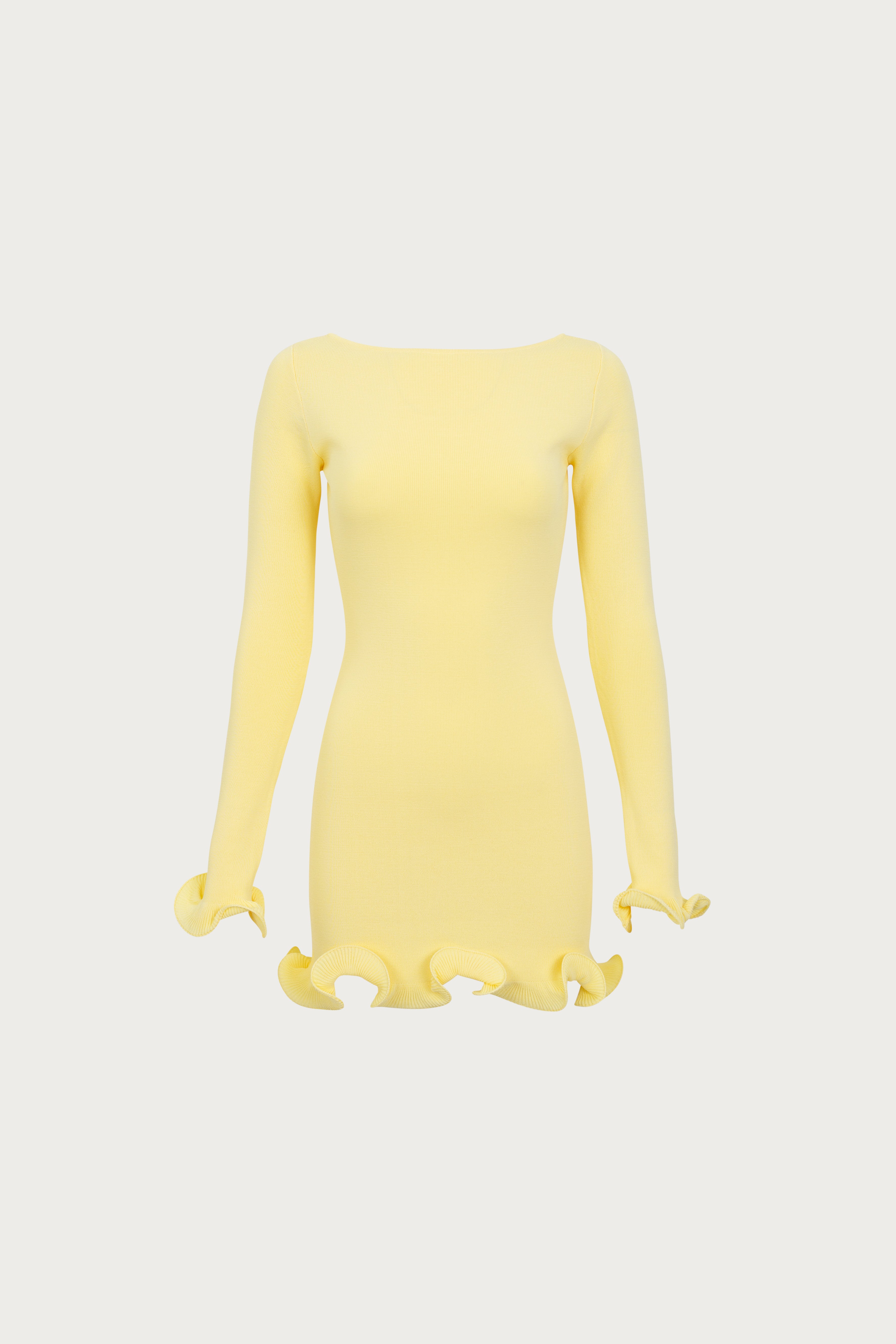SAME Ruffle Hem Mini Dress | Butter Yellow | Women's Knit Dress SAME Ruffle Hem Mini Dress | Butter Yellow | Women's Knit Dress