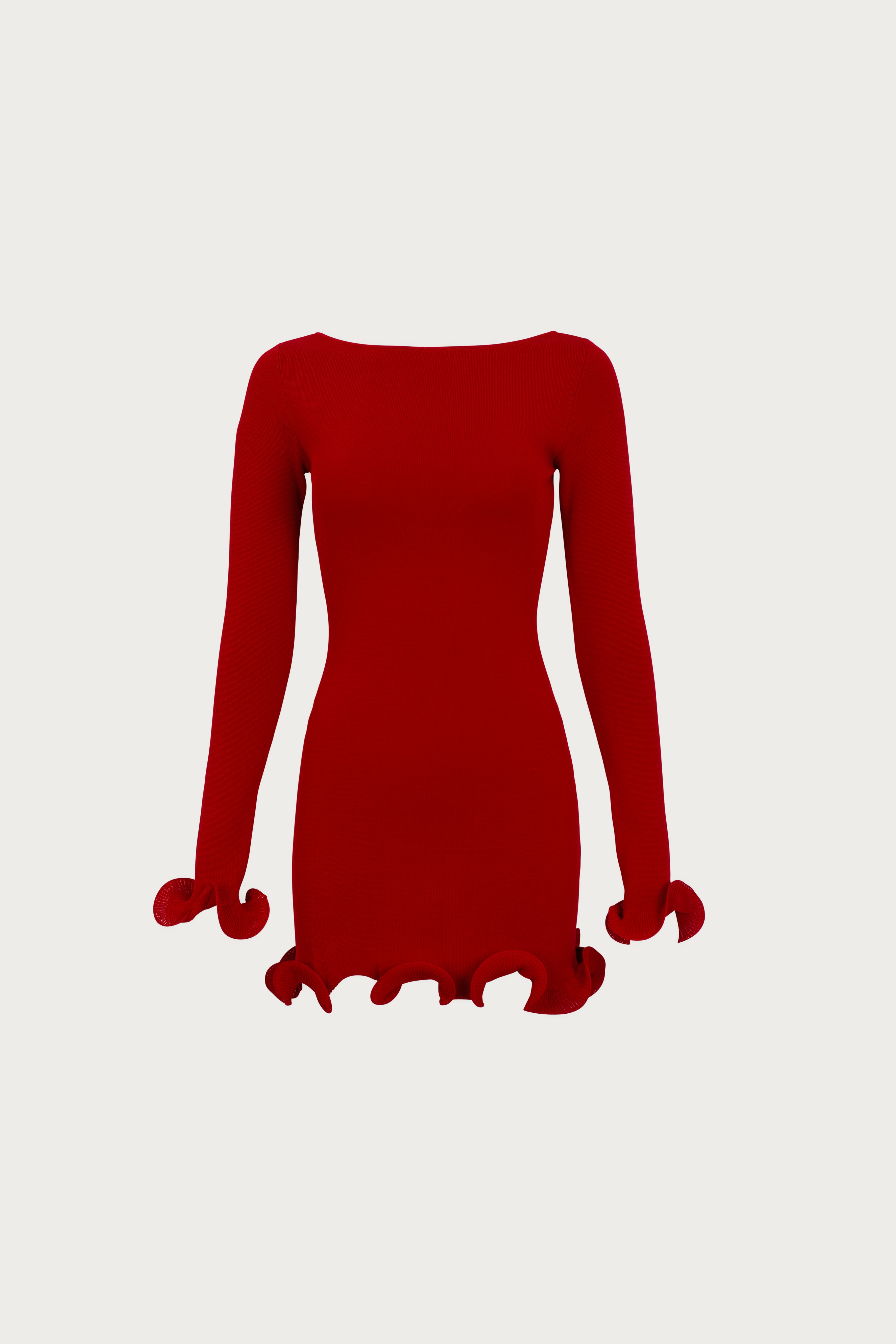 SAME Ruffle Hem Mini Dress | Red