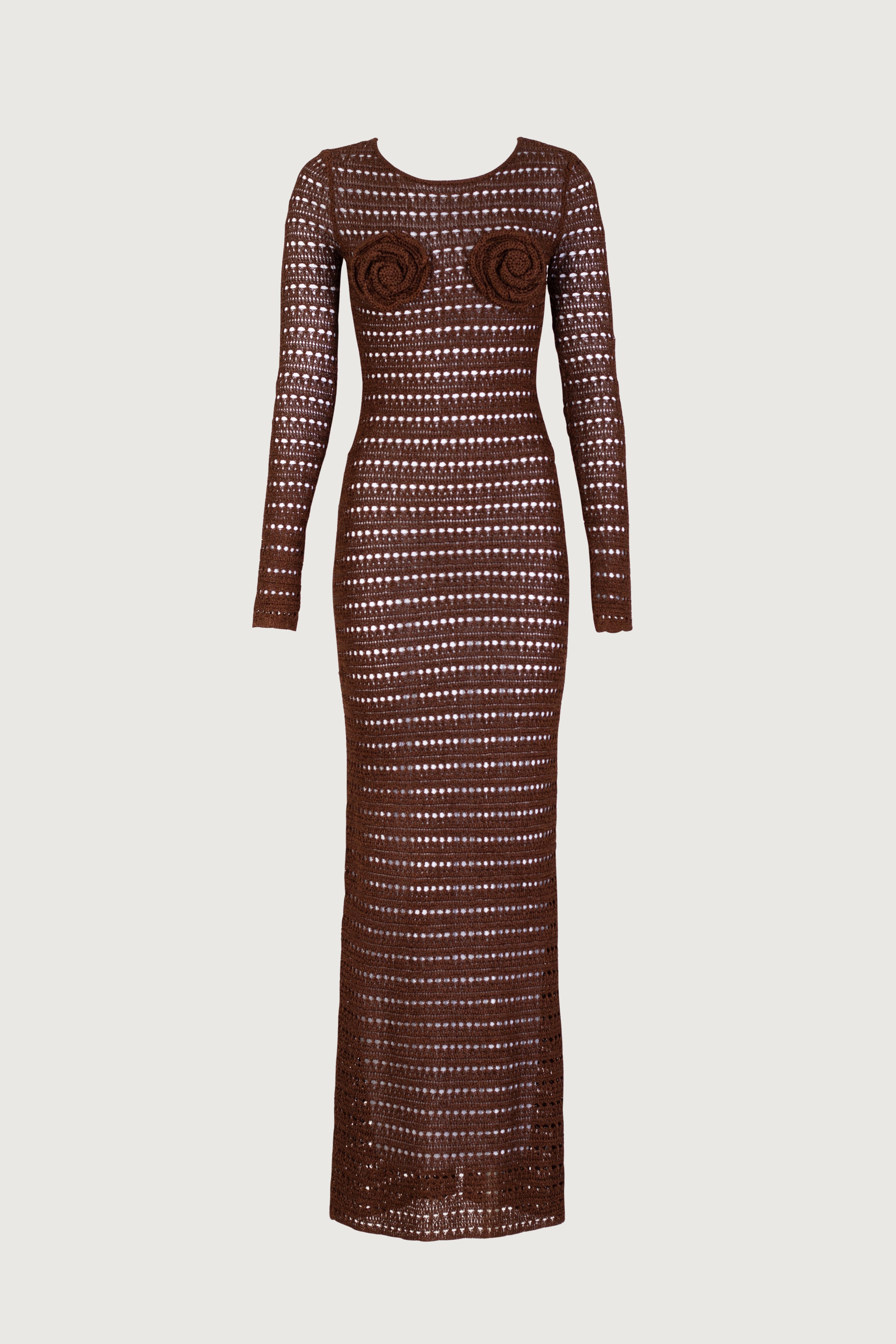 knee length dresses for ladies Same Rosette Crochet Dress | Chocolate Brown