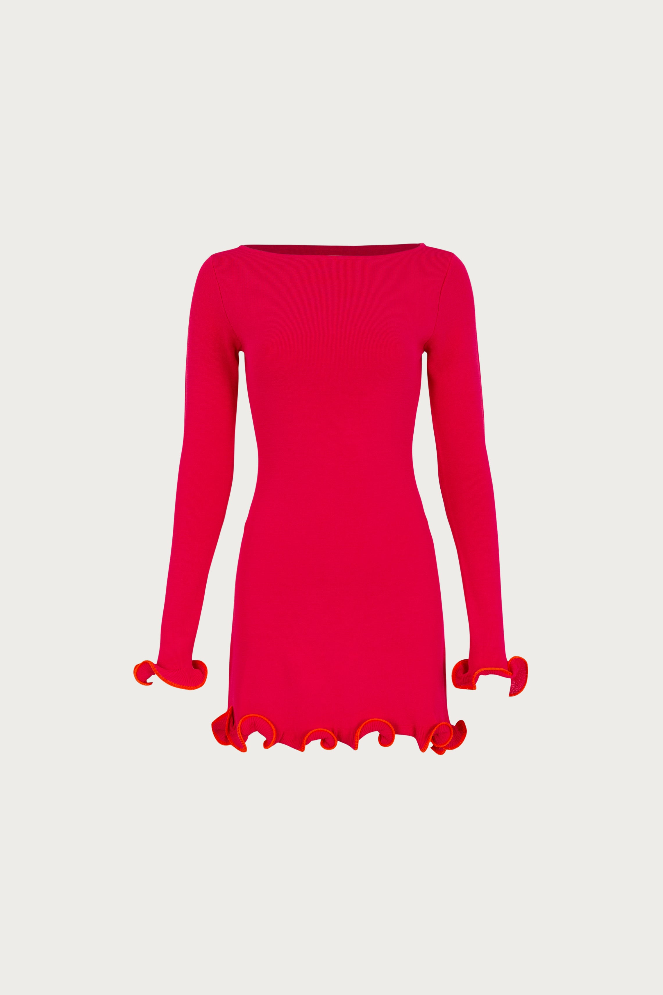 SAME Ruffle Hem Mini Dress |Hot Pink/Orange | Women's Knit Dress
