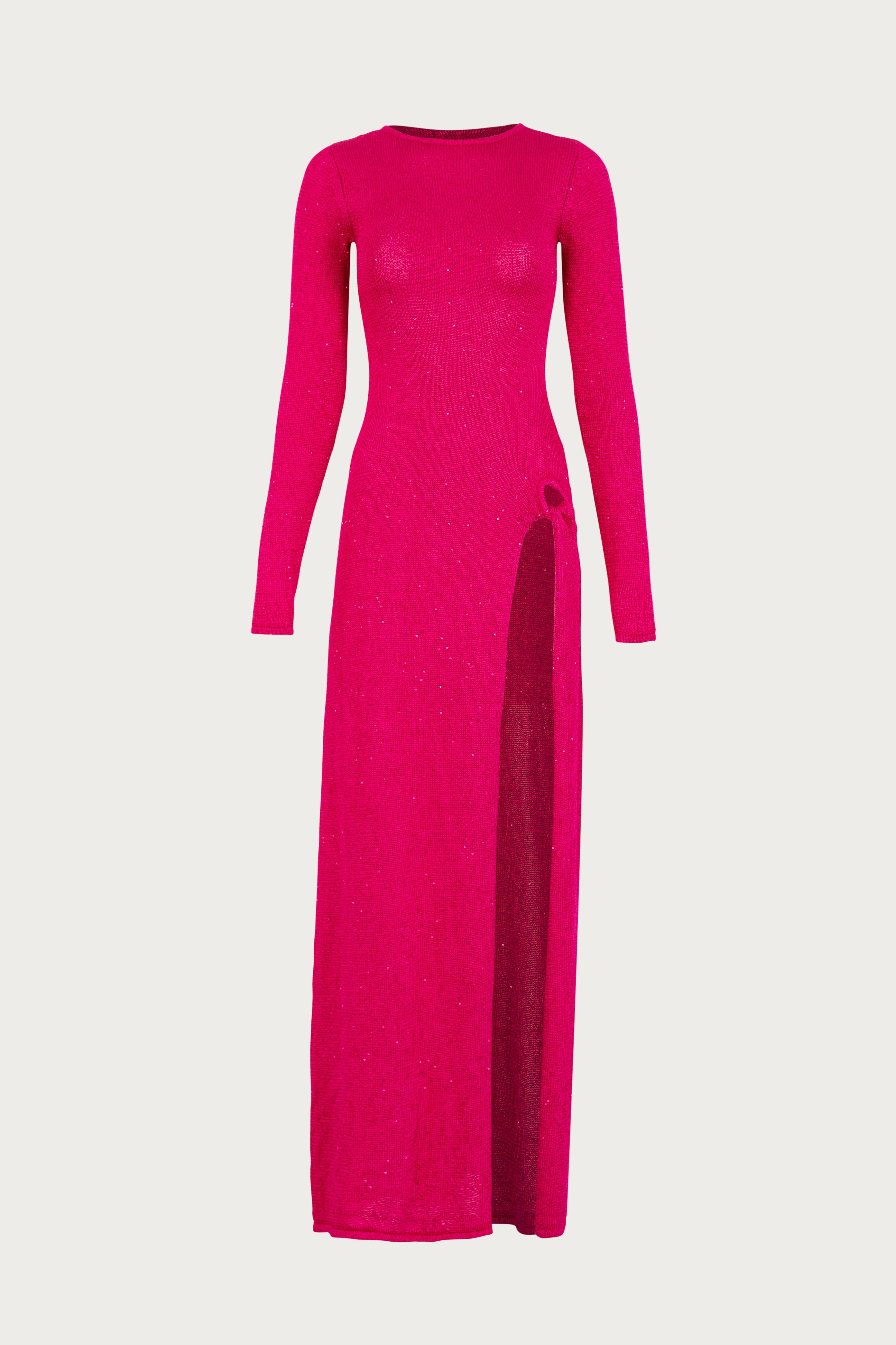 SAME Long Sleeve Twist Dress | Hot Pink Sequin | Women's Knit Dress S / Hot Pink Sequin SAME Long Sleeve Twist Dress | Hot Pink Sequin | Women's Knit Dress S / Hot Pink Sequin