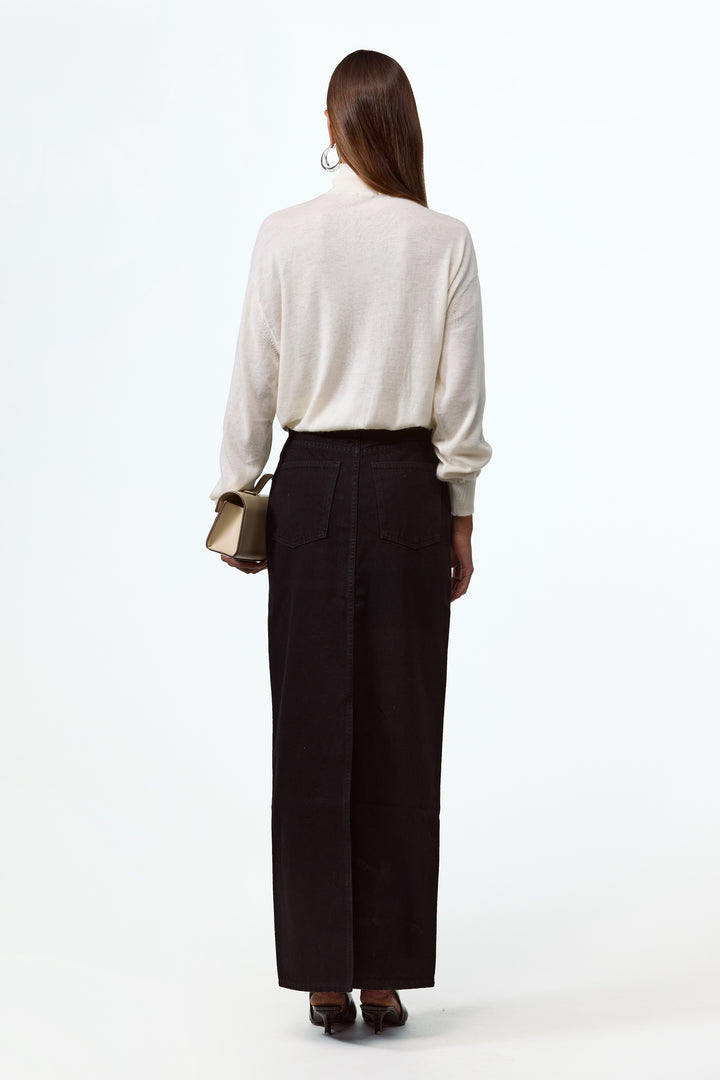 The Denim Pencil Maxi Skirt (Black)