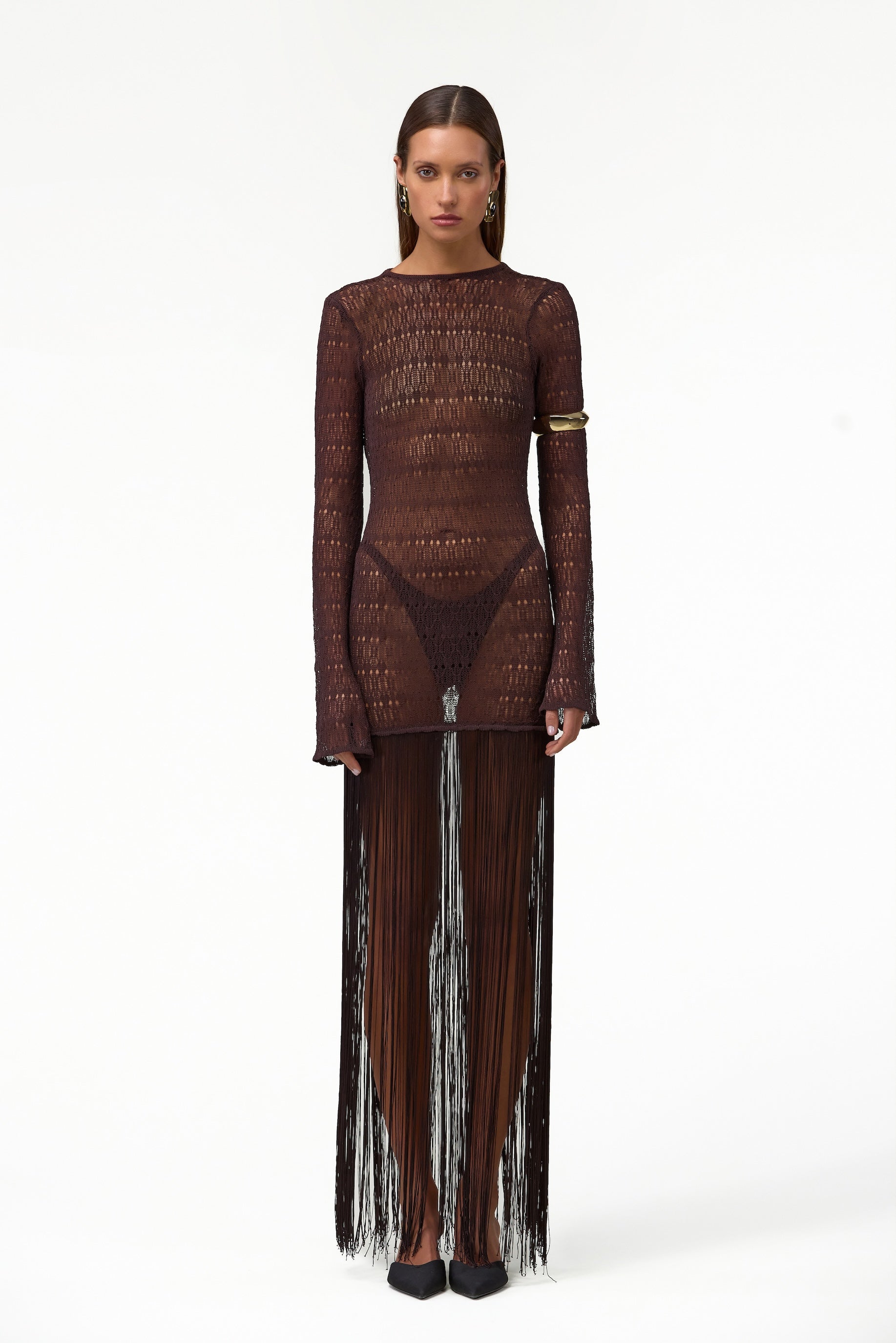 fringe dress western long sleeve SAME Knit Maxi | Chocolate Brown campaign-outlet 100% Polyester Button down Helsi Tessa Long-Sleeve Appliqué Size:US2(eu32)=UK13(210mm)