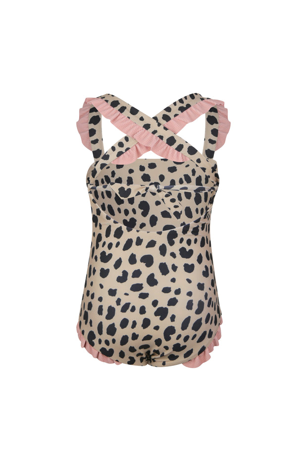 ruffle one piece (leopard/ribbed blush)