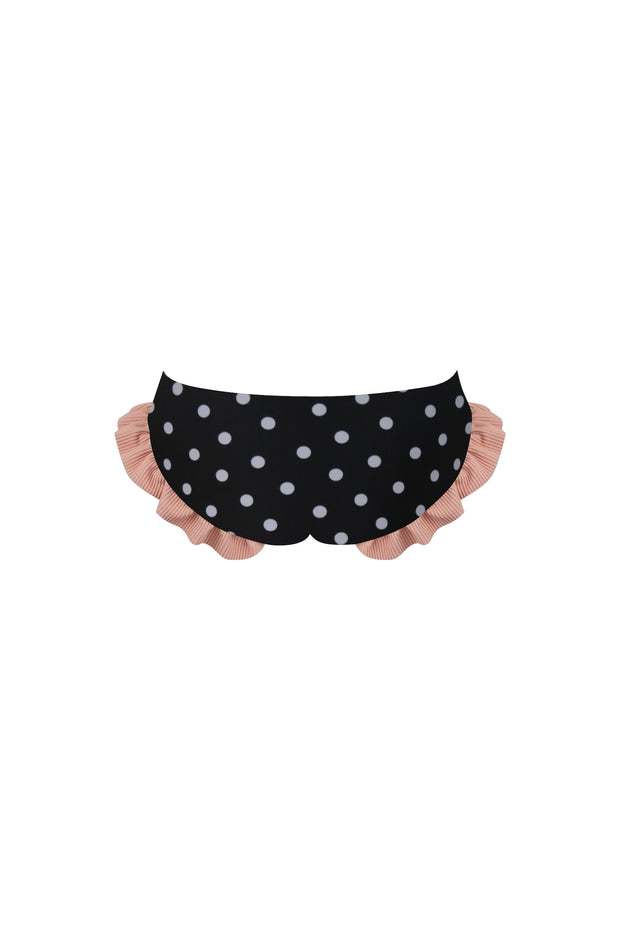 ruffle brief bottom (black white polka dot/ribbed blush)