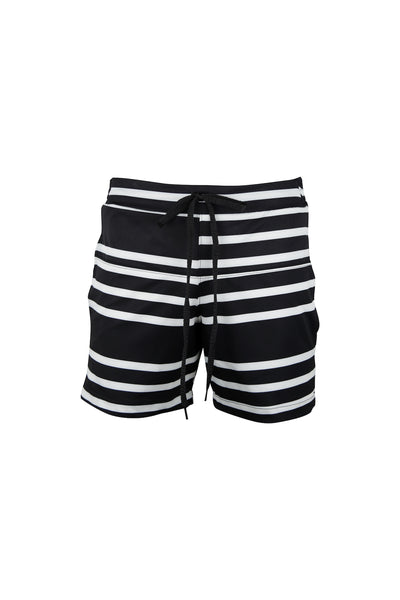 5" Swim Trunks (Black Cream Stripe)
