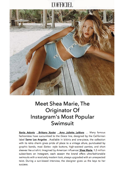 L'OFFICIEL BELGIUM: MEET SHEA MARIE, THE ORIGINATOR OF INSTAGRAM'S MOST POPULAR SWIMSUIT