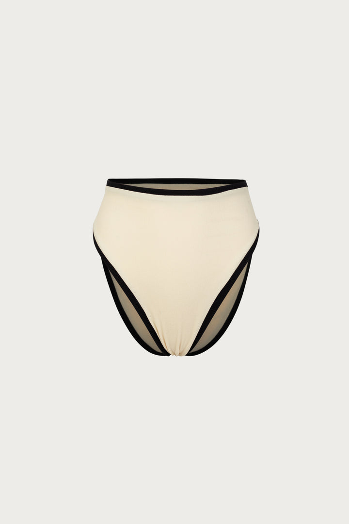 High Rise Bottom (Faux Suede Cream/Black)