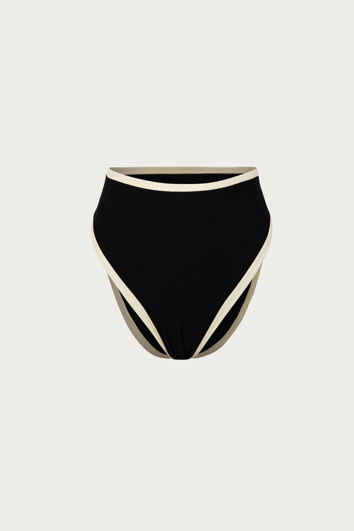 High Rise Bottom (Faux Suede Black/Cream)