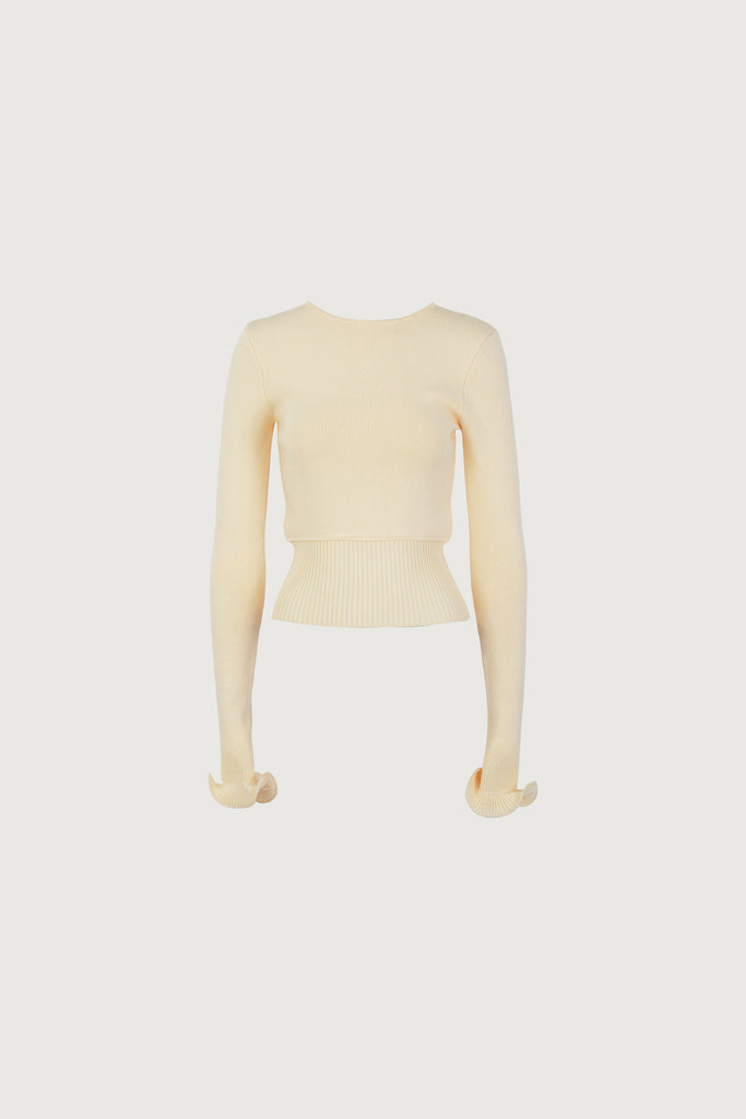 SAME Ruffle Hem Sweater | Cream | Women's Knit Top