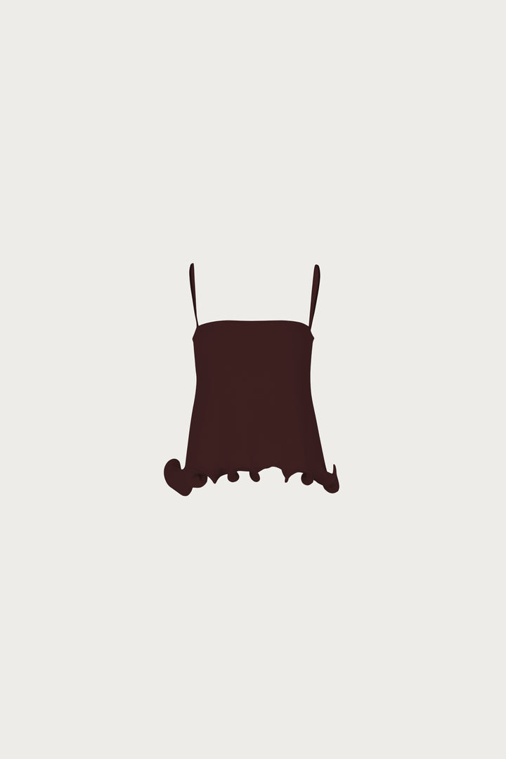 Ruffle Hem Tank Top (Chocolate Brown)
