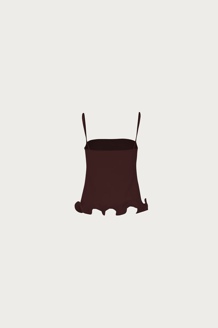 Ruffle Hem Tank Top (Chocolate Brown)