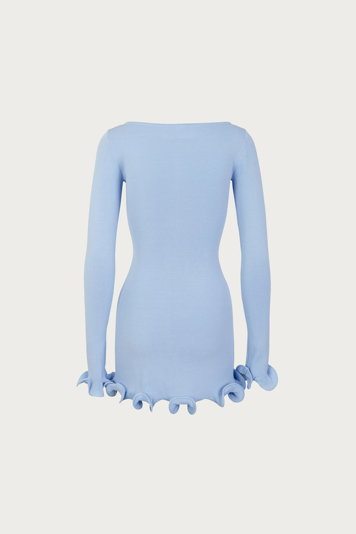 Ruffle Hem Mini Dress (Light Blue)