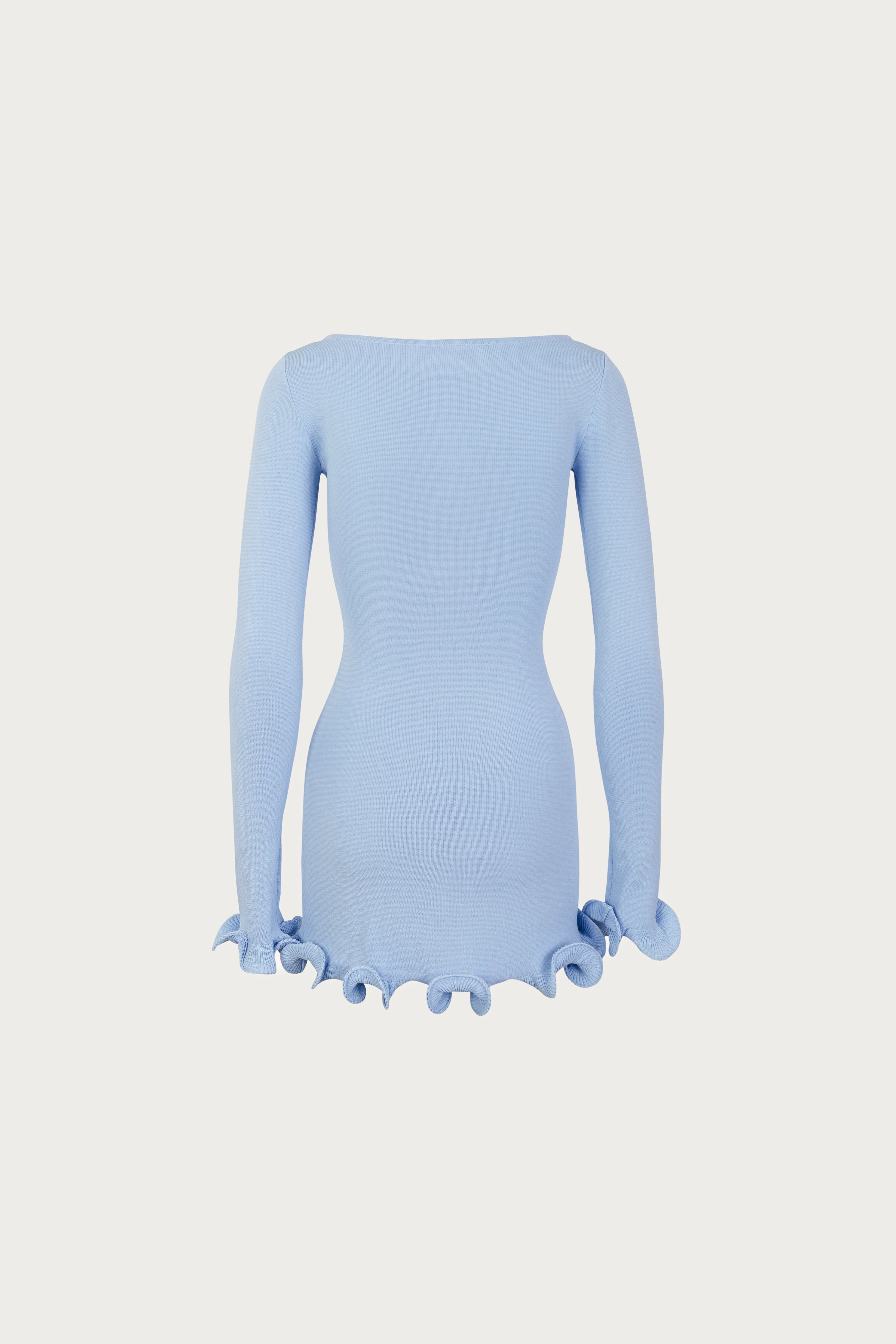 jiltu petit frill dress 水色 M SAME Ruffle Hem Mini Dress | Light Blue | Women's Knit Dress