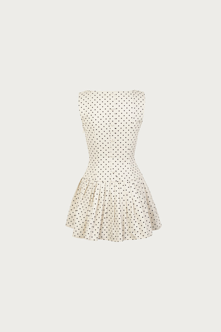 Poplin Mini Dress (Cream Polka Dot)