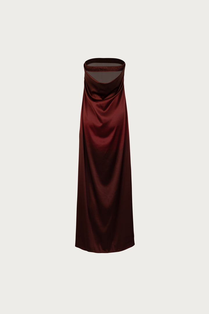 Strapless Draped Maxi (Brown Ombre)