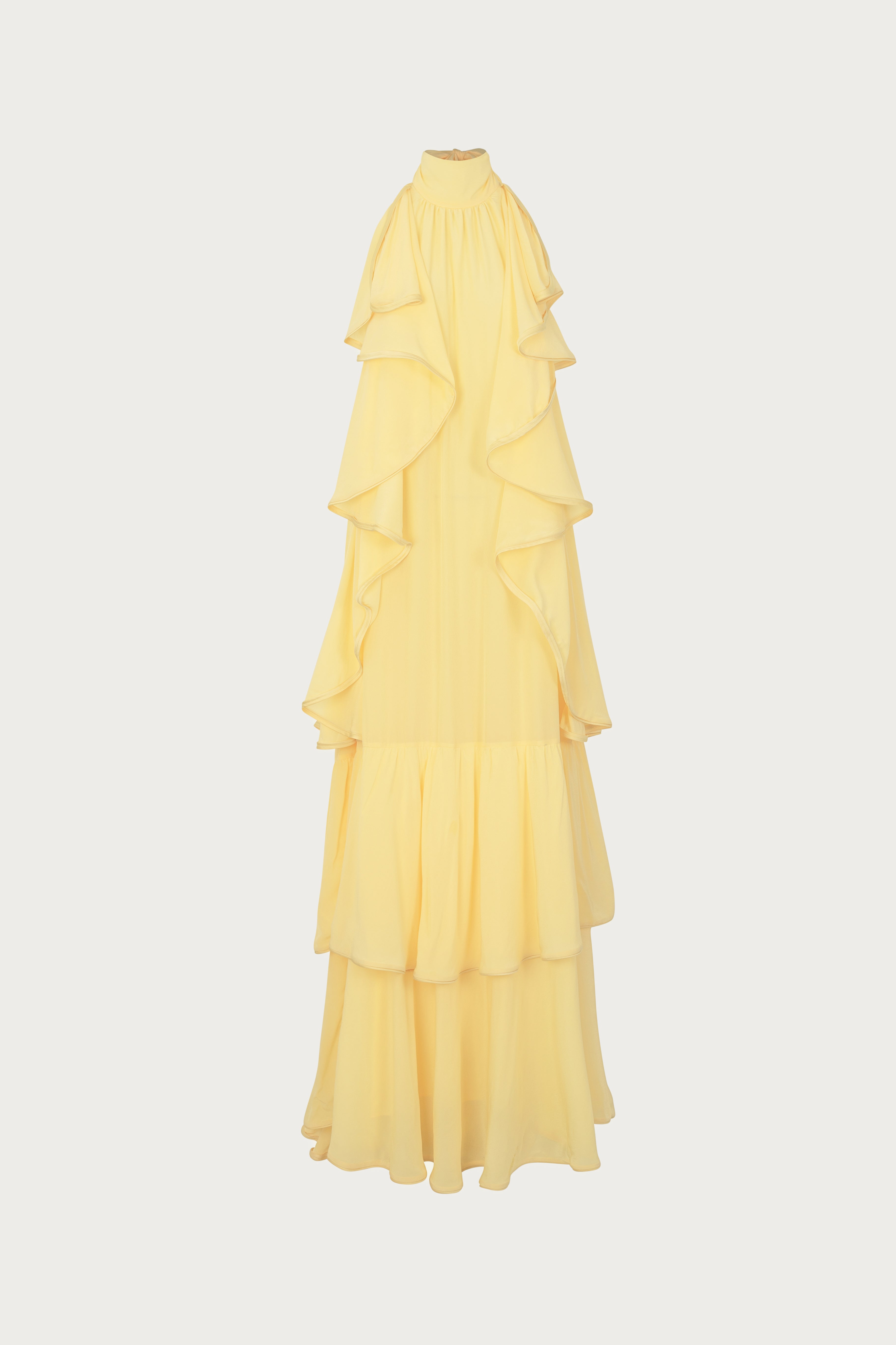◆ ともやん SAME Layered Chiffon Gown | Butter Yellow | Women's Maxi Dress