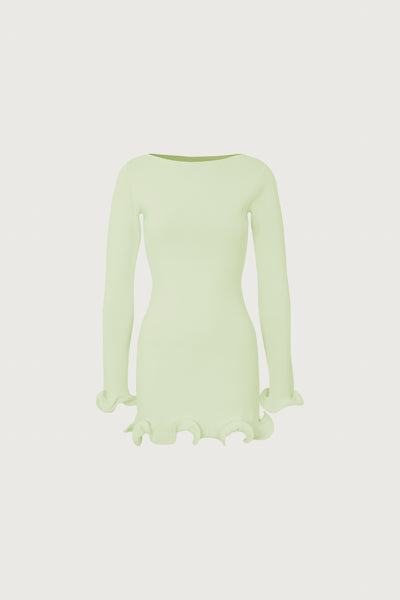 ワンピース 00s Green striped ruffle knit hem dress RZ2005-L1.jpg?crop=center&