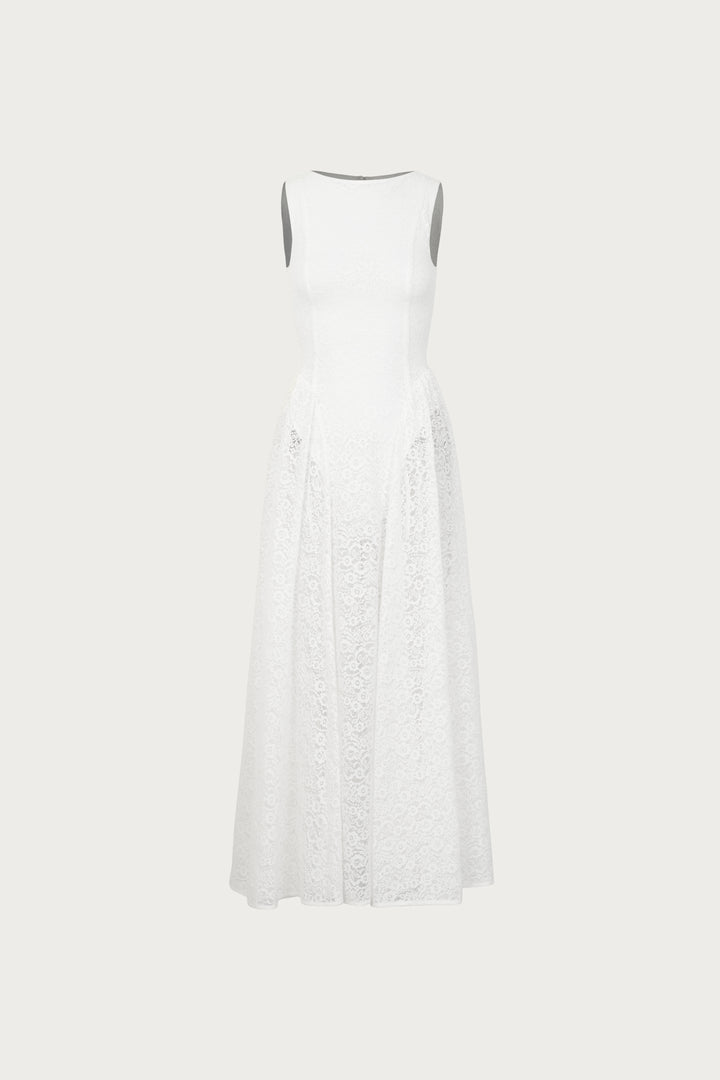 French Lace Midi Dress (White)