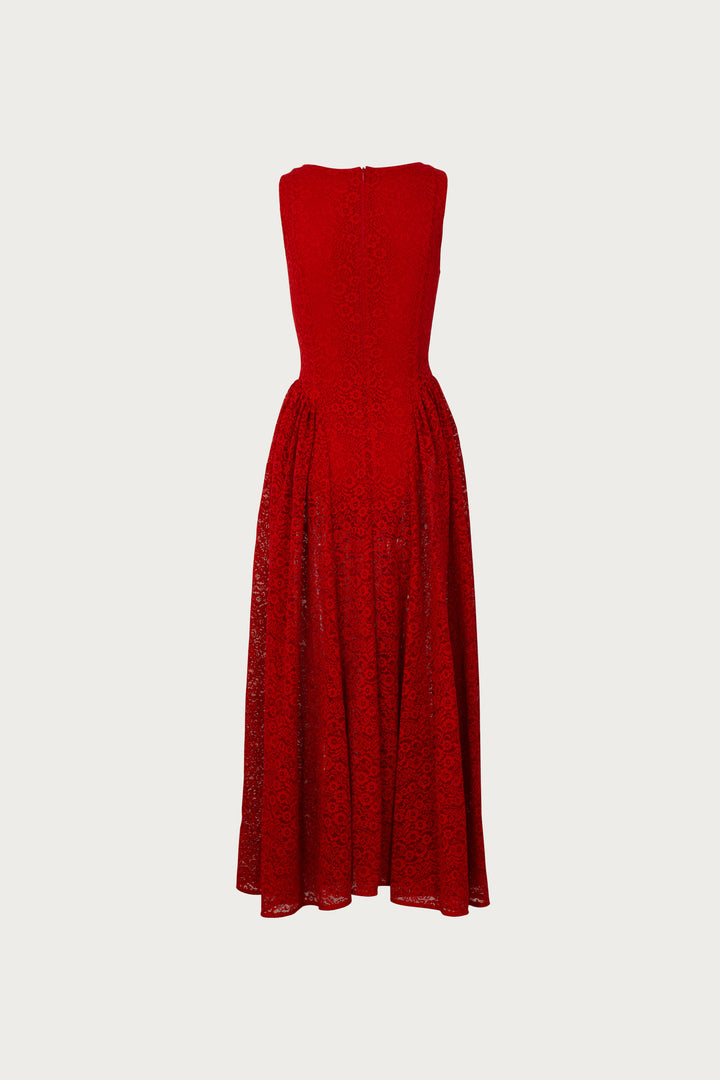French Lace Midi Dress (Red)
