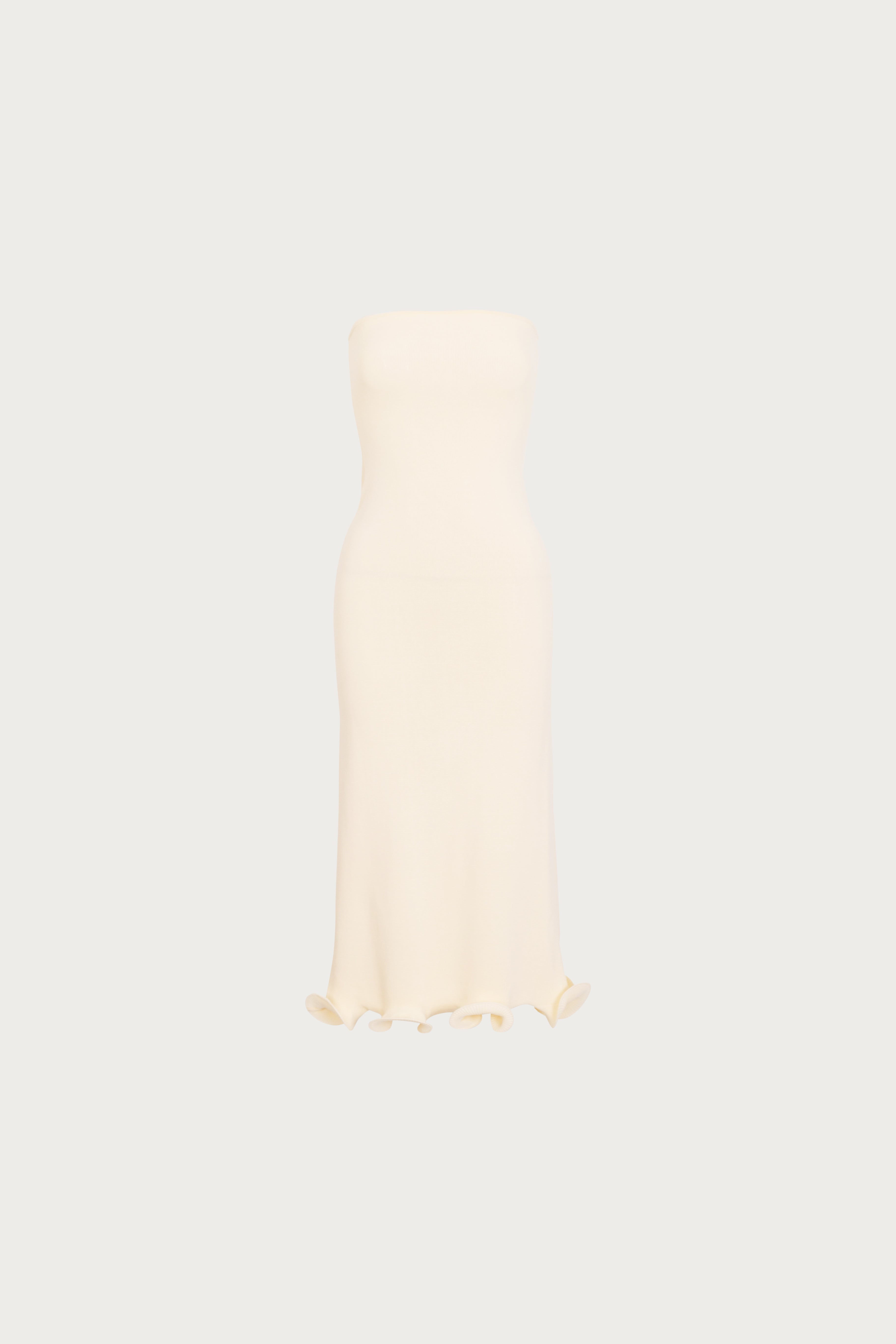 SAME Ruffle Hem Strapless Dress | Cream | Women's Dress