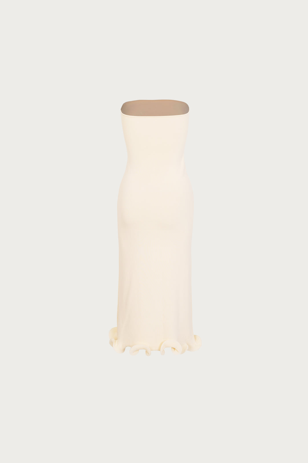 Ruffle Hem Strapless Dress (Cream)