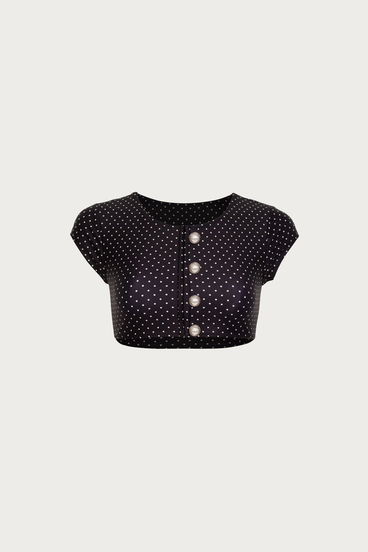 The Grace Top (Black Cream Polka Dot)