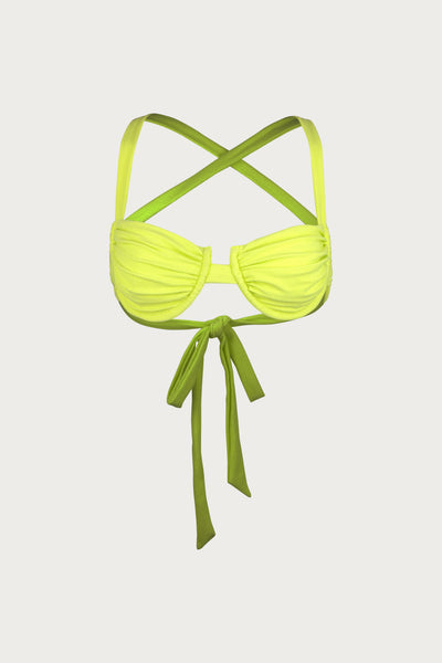 Ruched Bra (Faux Suede Citron)