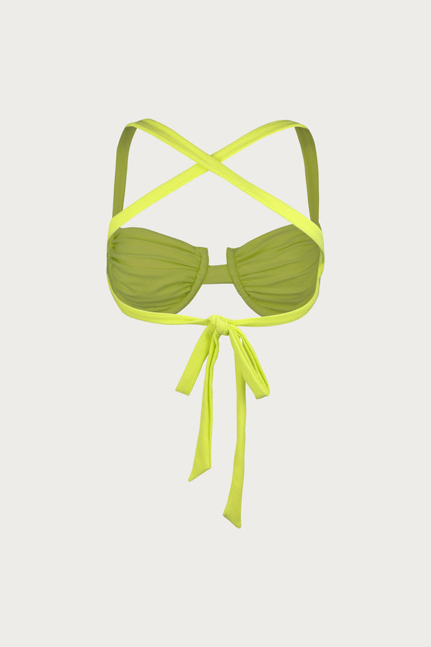 Ruched Bra (Faux Suede Citron)