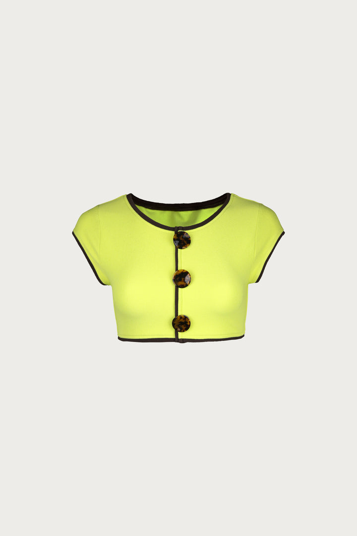 The Grace Top (Faux Suede Citron/Brown)