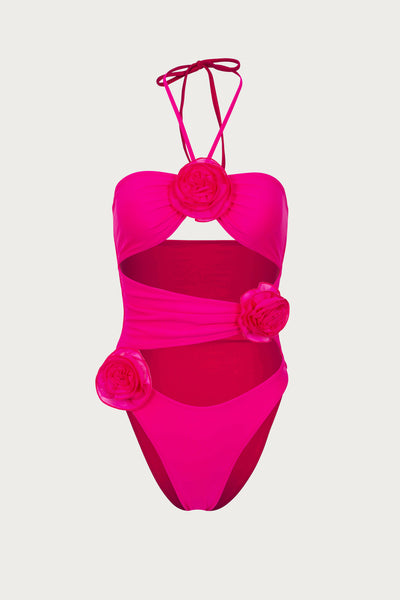 Rose Cut Out One Piece (Fuchsia/Fuchsia)