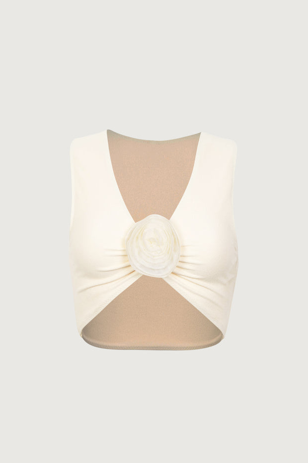 Rose Tank Top (Faux Suede Cream/Cream)