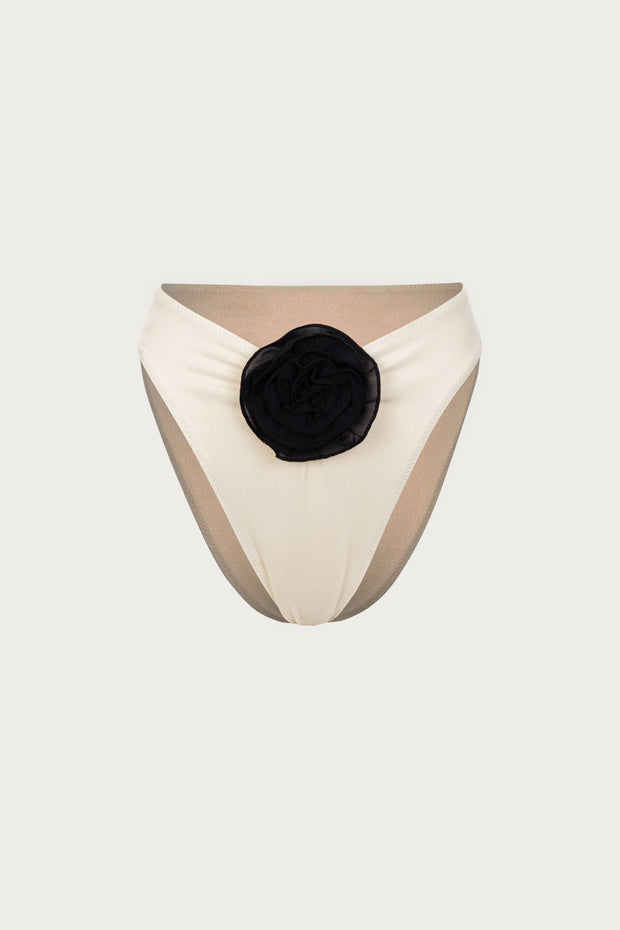 Rose High Rise Bottom (Faux Suede Cream/Black)
