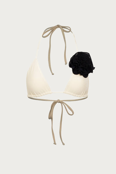 Rose Triangle Top (Faux Suede Cream/Black)