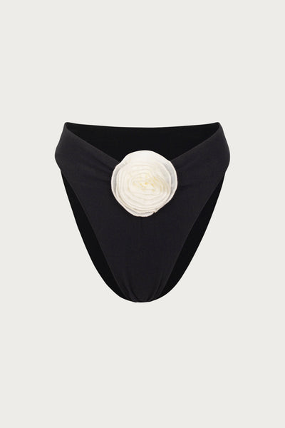 Rose High Rise Bottom (Faux Suede Black/Cream)