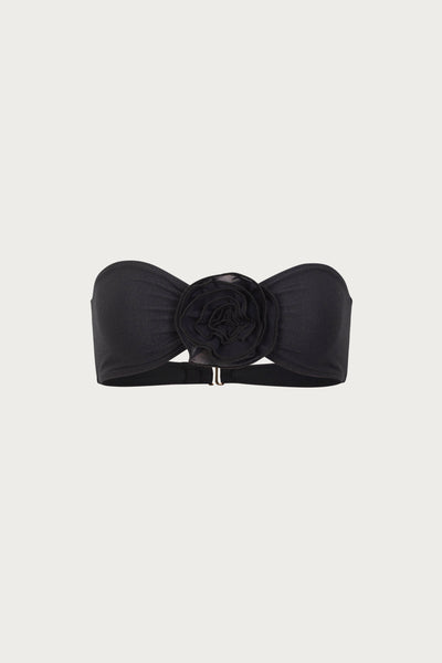 Rose Bandeau Top (Faux Suede Black/Black)