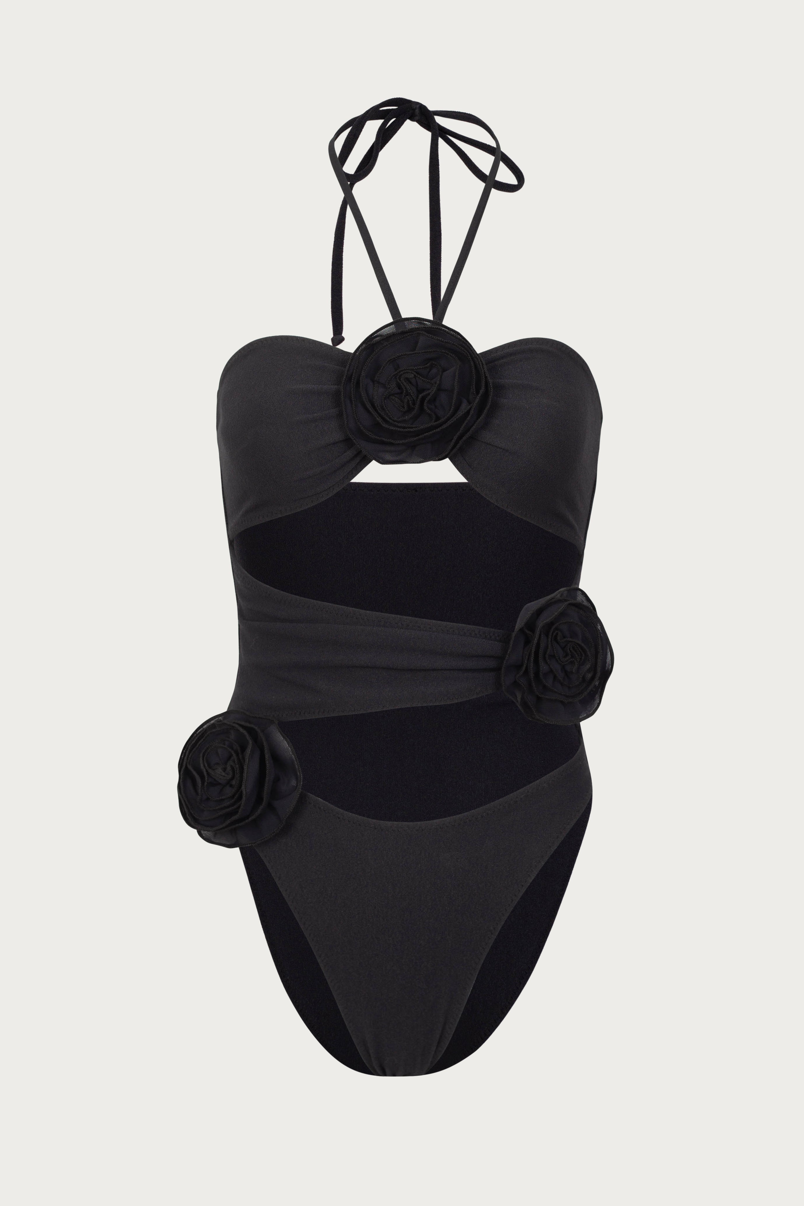 SAME Spiral One Shoulder One Piece | Faux Suede Black