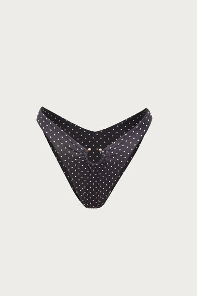 Pierced Bottom (Black Cream Polka Dot)