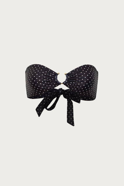 Pierced Bandeau Top (Black Cream Polka Dot)