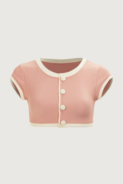 The Grace Top (Ribbed Blush/Cream)