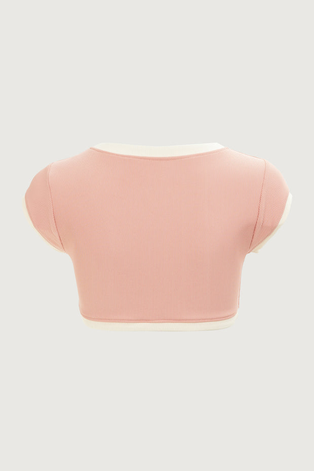 The Grace Top (Ribbed Blush/Cream)
